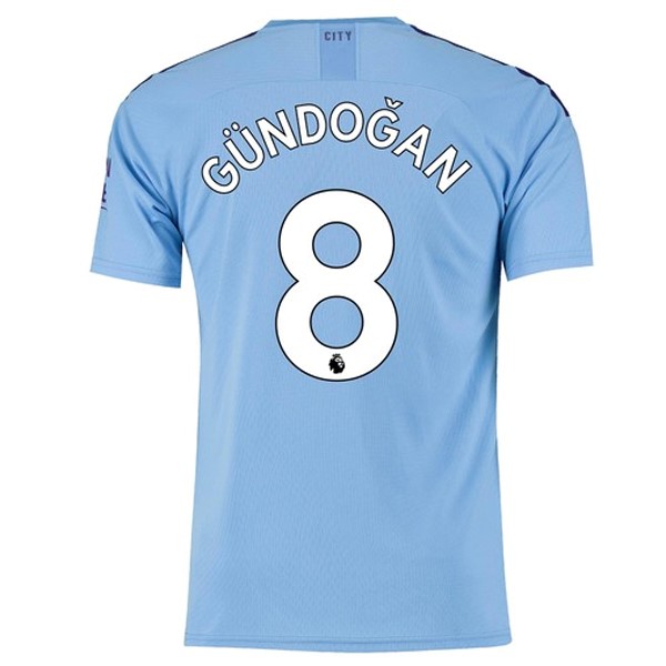 Camiseta Manchester City NO.8 Gundogan Replica Primera Ropa 2019/20 Azul